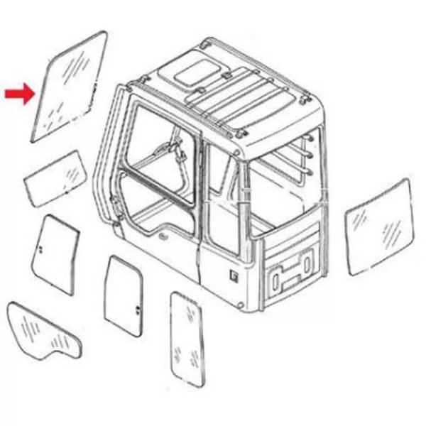 Front Upper Window Cab Glass fits in Fits John Deere Excavator 160GLC 180GLC 210